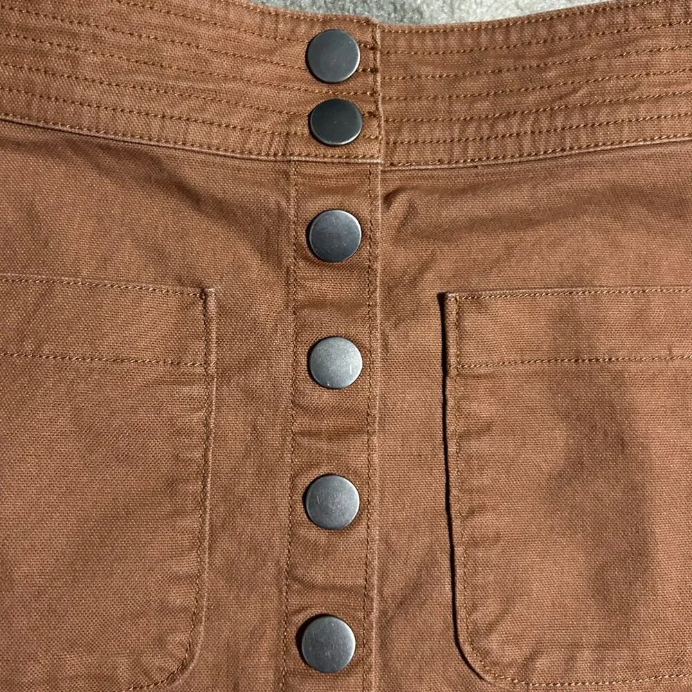 Madewell Rusty Brown Snap Front A-Line Raw Hem Mini Skirt Women's Size 00‎